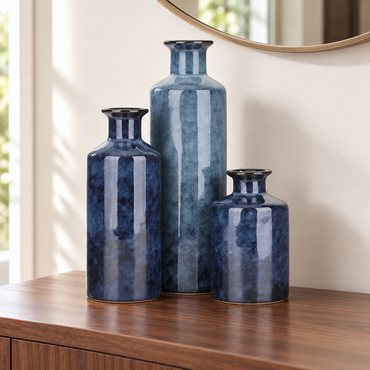 Ceramic Vase Set of 3 – Green & White or Blue