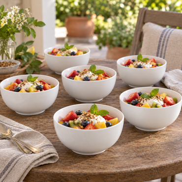 Classic White Ceramic Bowls – Set of 6