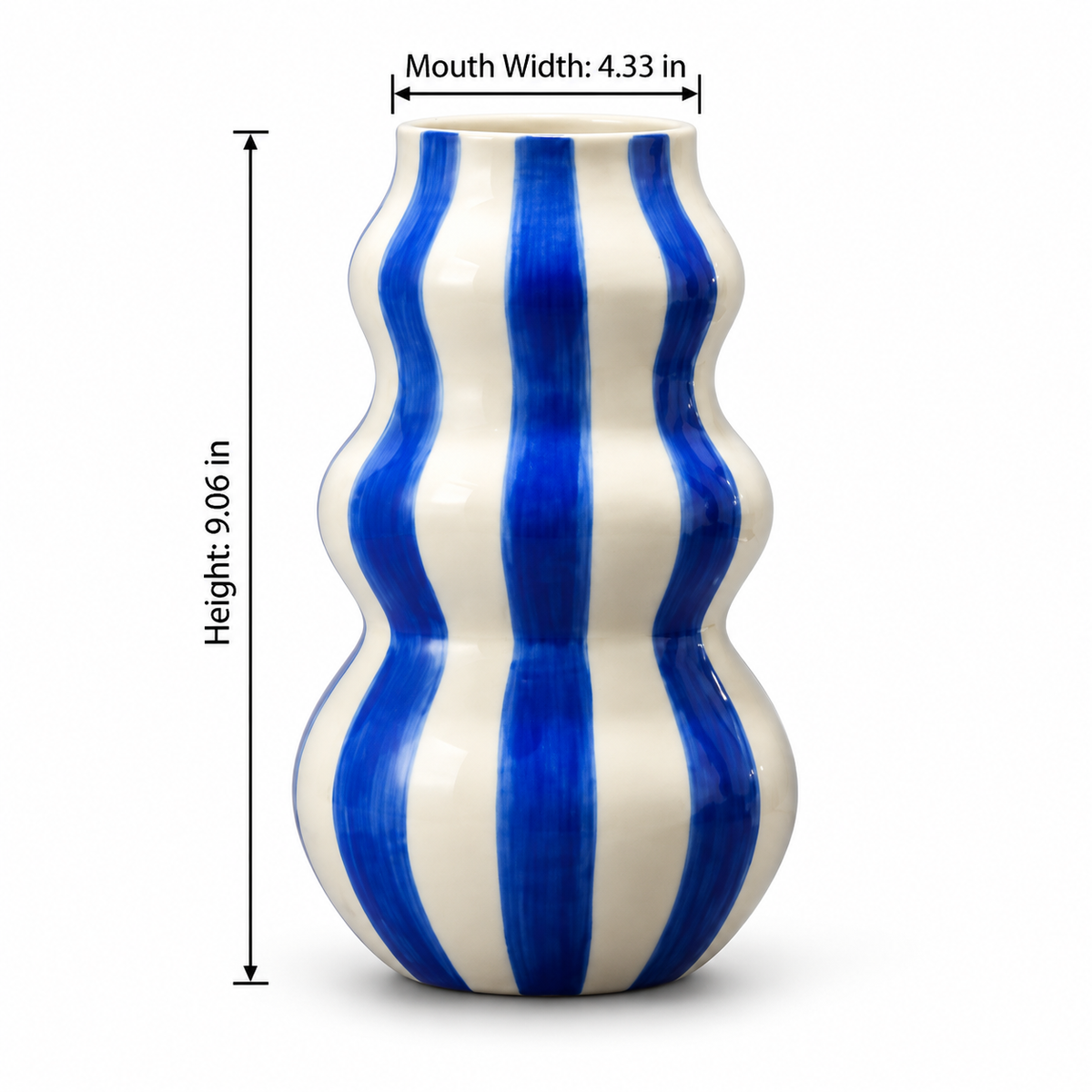 Striped Ceramic Wave Vase – Sculptural Home Décor