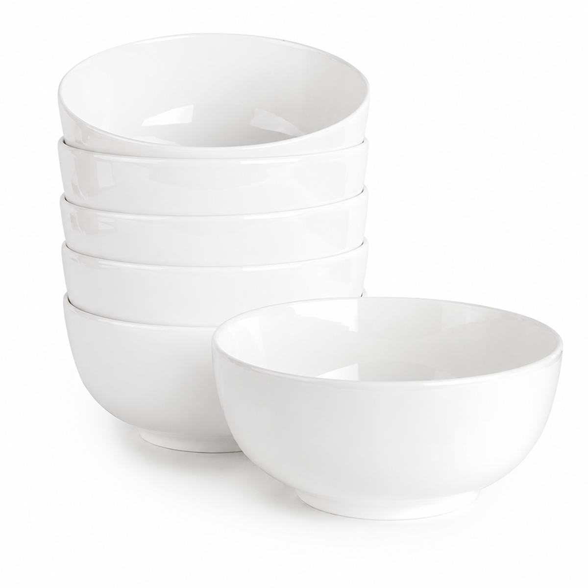 Classic White Ceramic Bowls – Set of 6