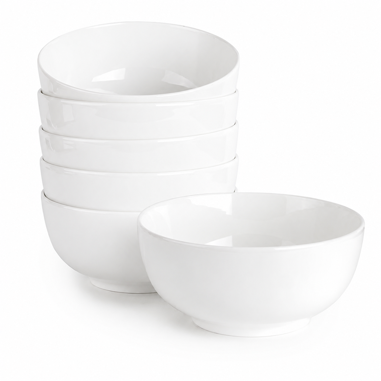 Classic White Ceramic Bowls – Set of 6