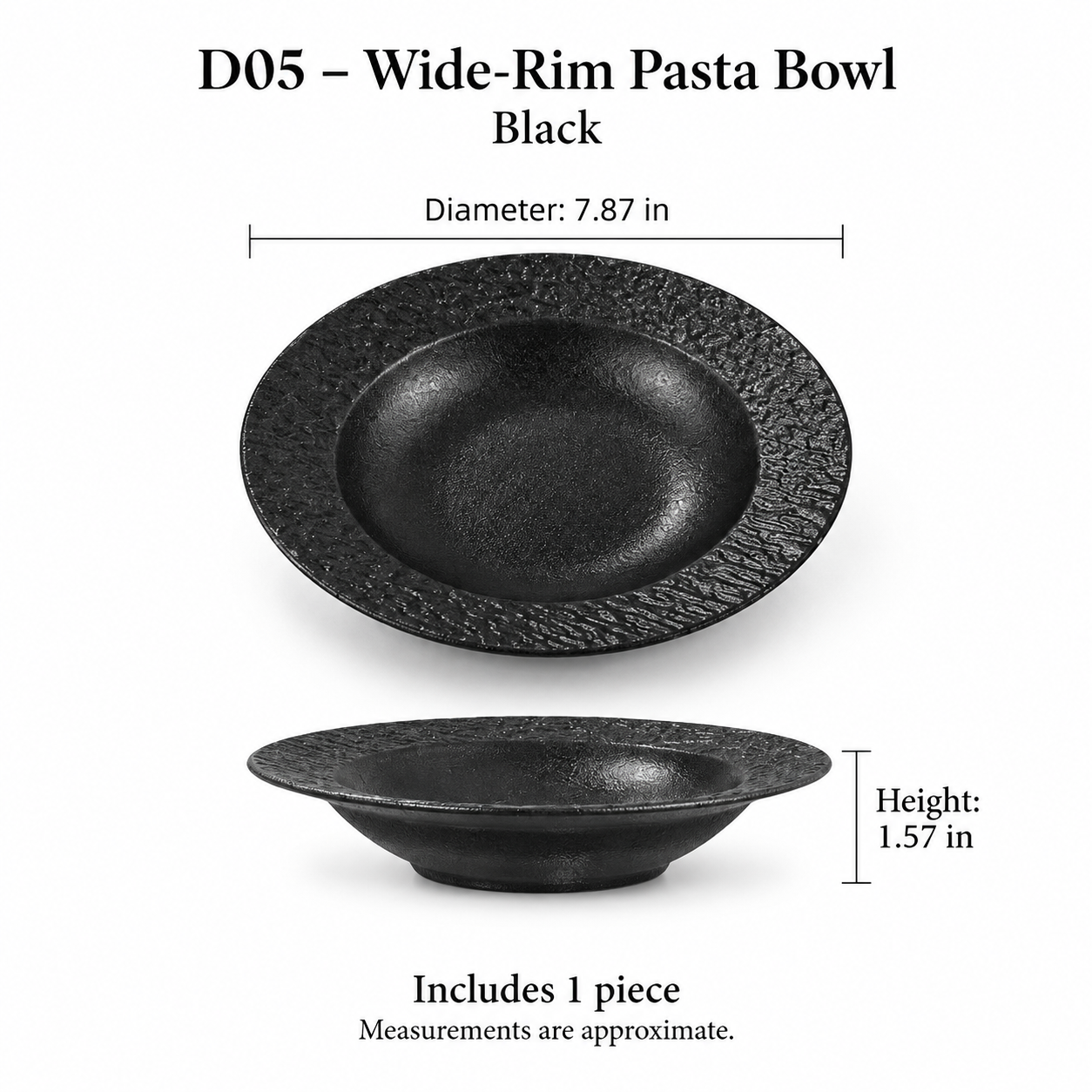 Rock Texture Ceramic Dinnerware Collection – Black & White