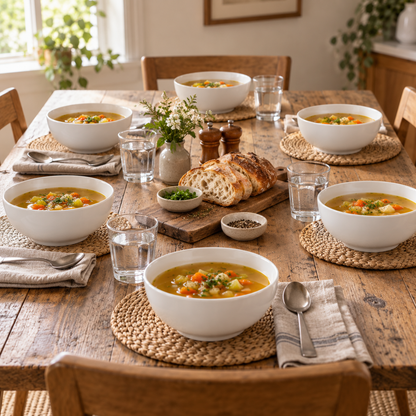 Classic White Ceramic Bowls – Set of 6