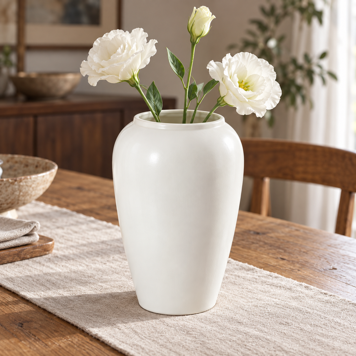 Ivory White Ceramic Vase – Three Sizes & Set of 3