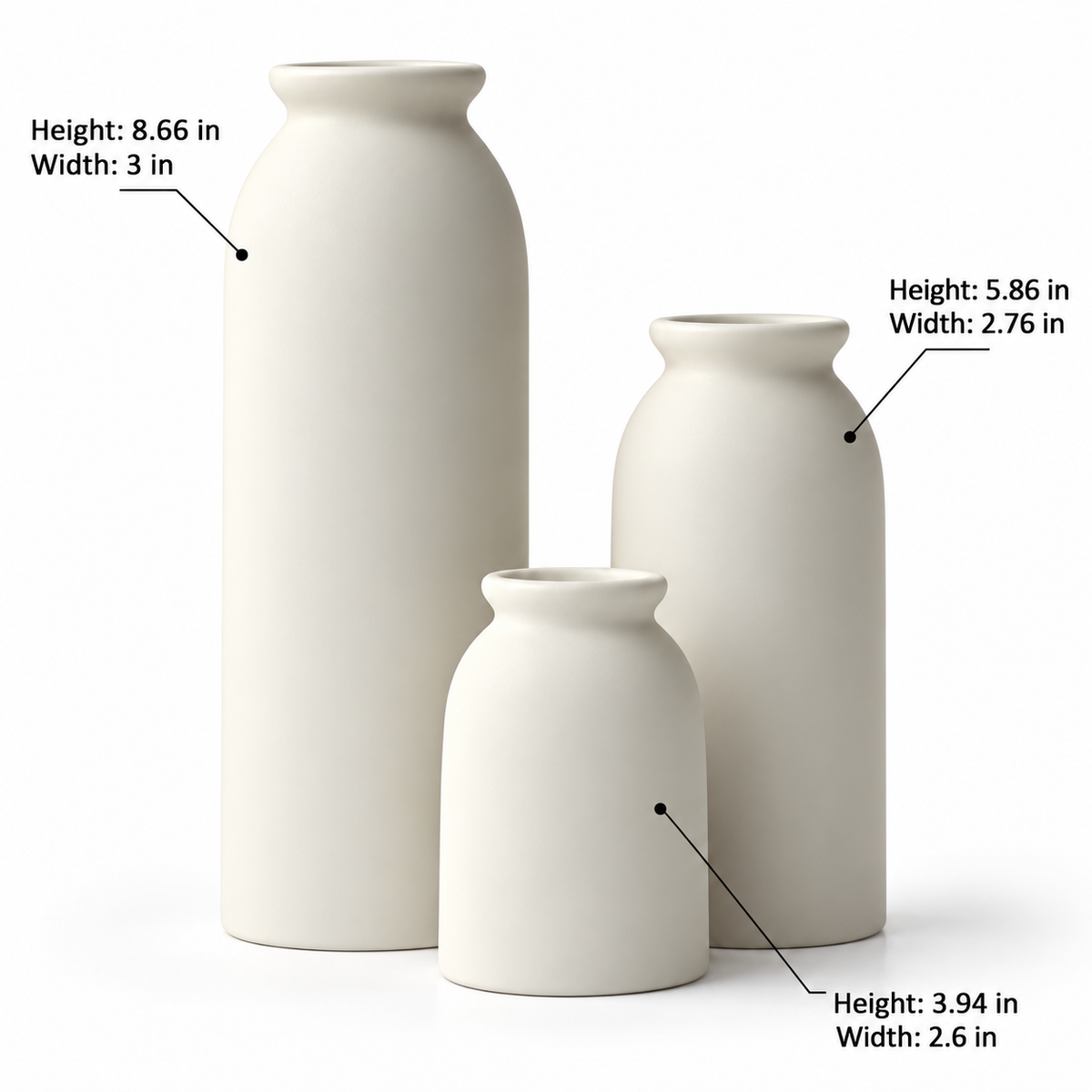 Ivory Ceramic Vase Set – Set of 3