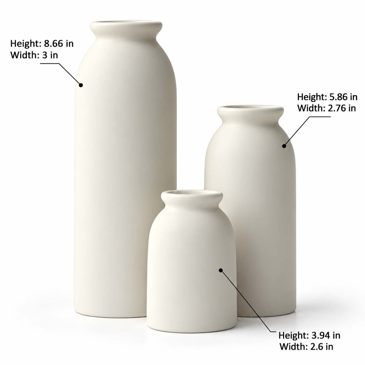 Ivory Ceramic Vase Set – Set of 3