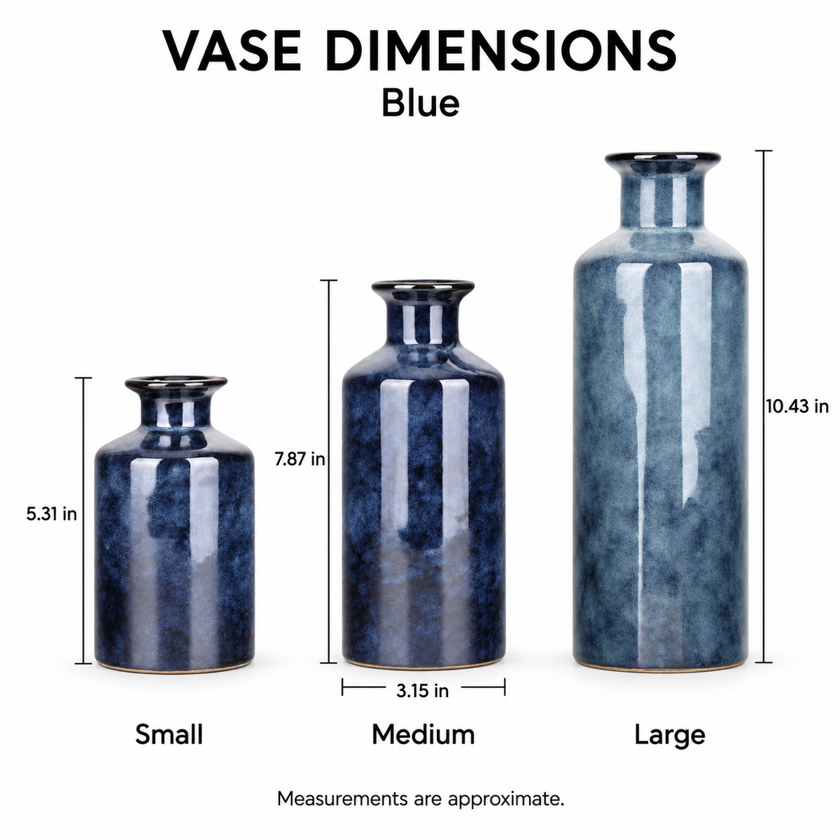 Ceramic Vase Set of 3 – Green & White or Blue