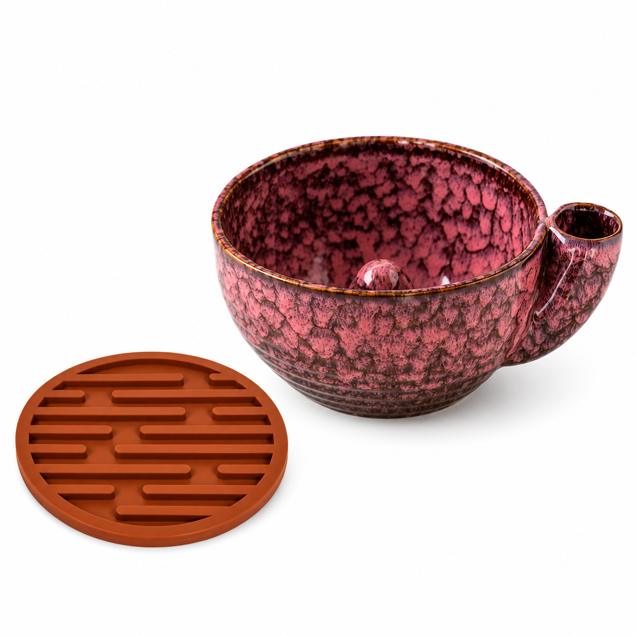 Blue Ceramic Berry Swirl Bowl with Free Silicone Mat