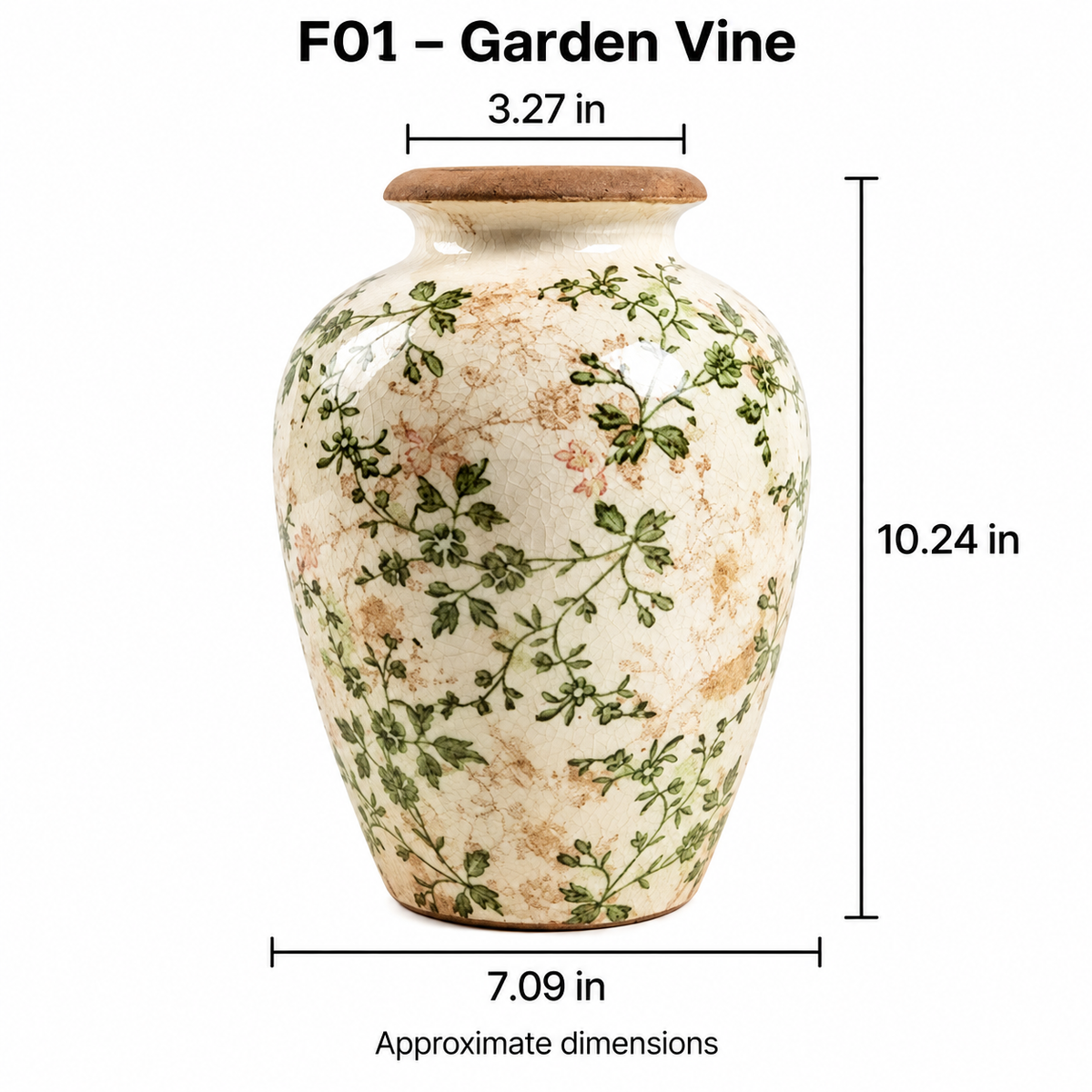 Vintage Style Floral Ceramic Vase – Four Botanical Designs
