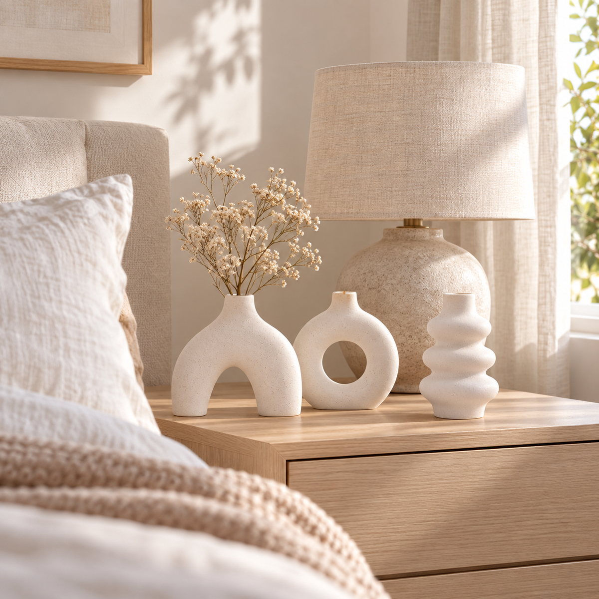 Sculptural Ceramic Vase Set of 3 – Arch, Donut & Wave
