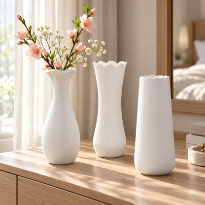 White Ceramic Vase – 15 Sculptural & Textured Styles