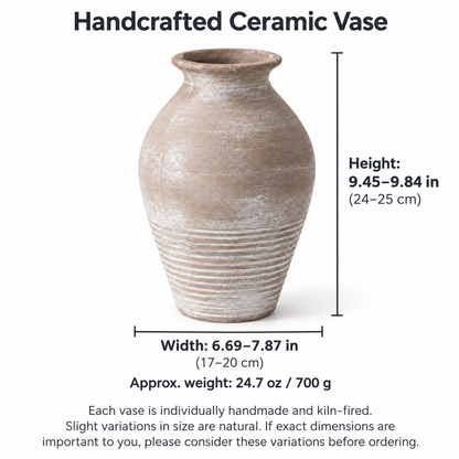 Rustic Textured Ceramic Vase – Taupe