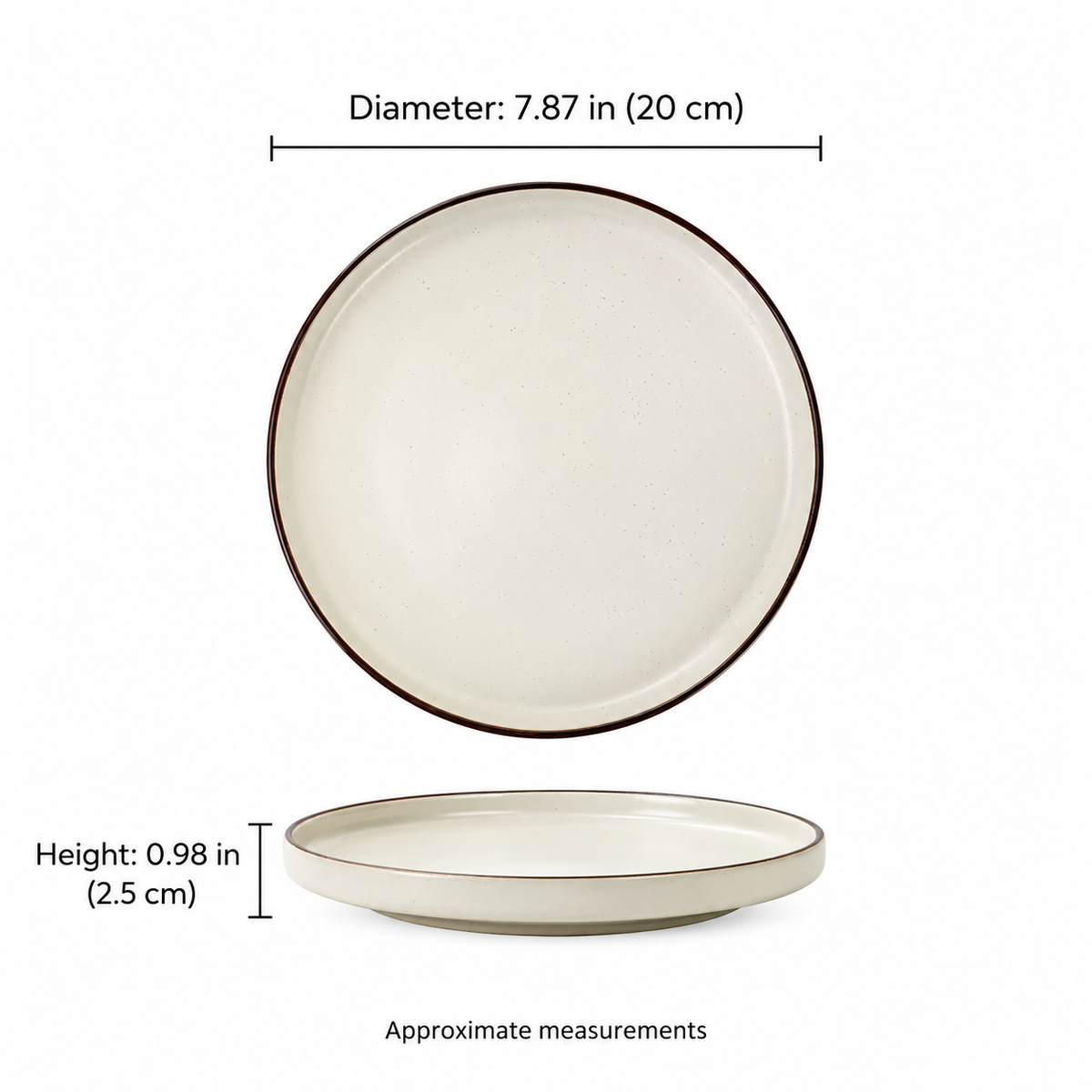 Cream Ceramic Dinnerware Set with Brown Rims – 12 Pieces