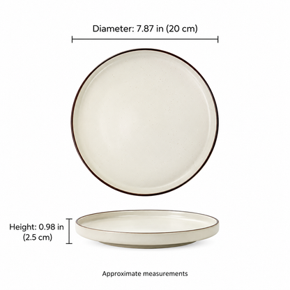 Cream Ceramic Dinnerware Set with Brown Rims – 12 Pieces