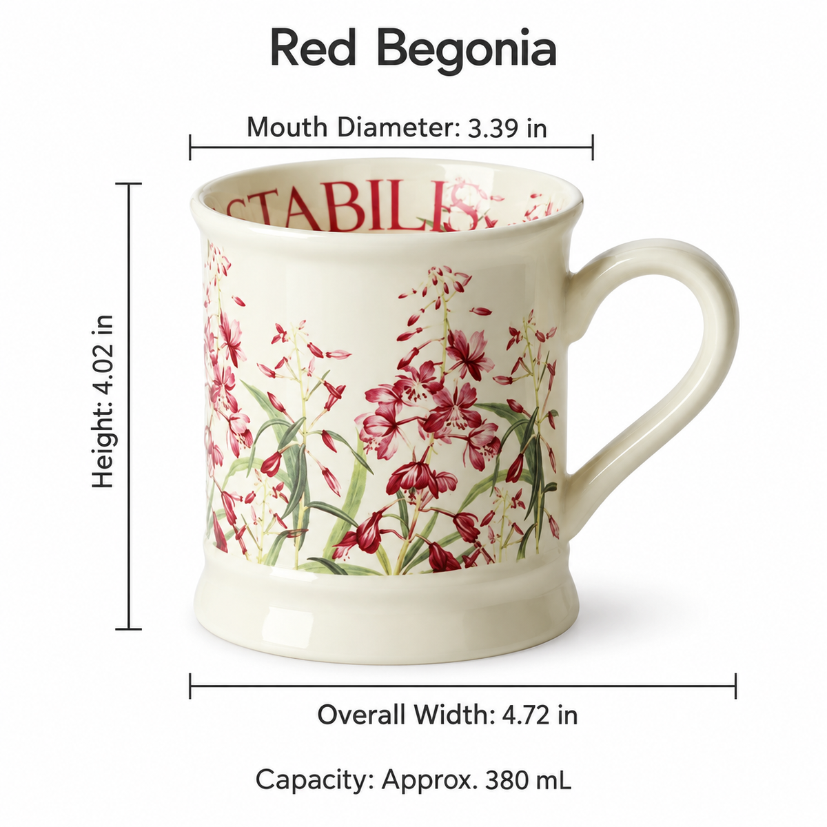 Vintage Botanical Ceramic Mug – Floral & Butterfly Designs, 380 mL