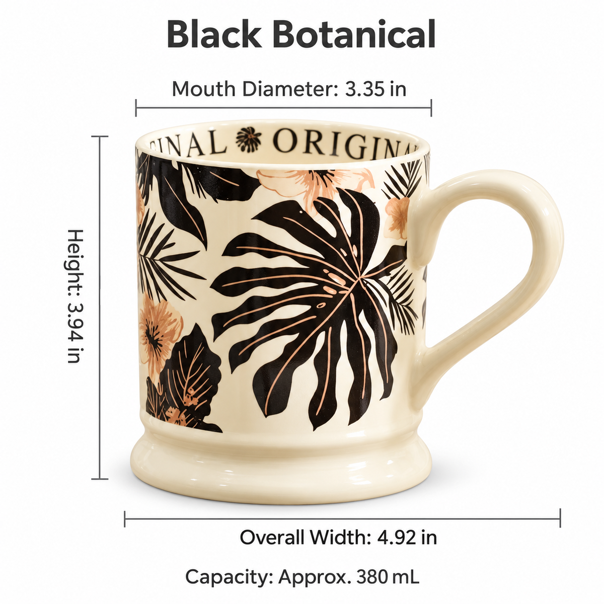 Vintage Botanical Ceramic Mug – Floral & Butterfly Designs, 380 mL