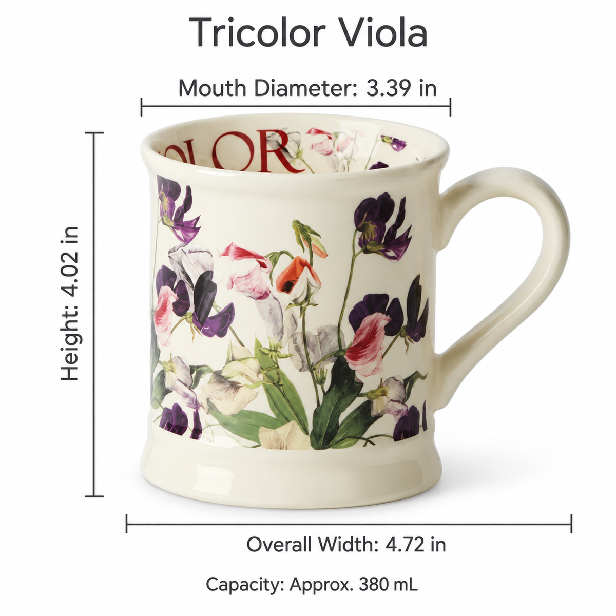 Vintage Botanical Ceramic Mug – Floral & Butterfly Designs, 380 mL