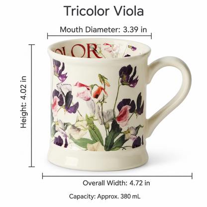 Vintage Botanical Ceramic Mug – Floral & Butterfly Designs, 380 mL