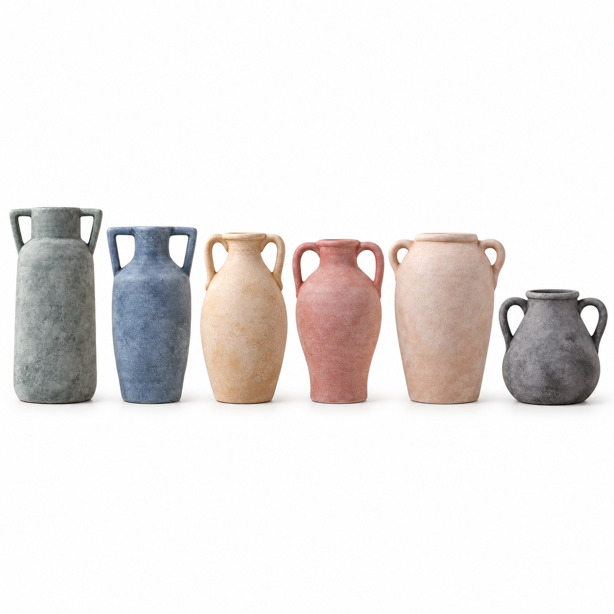 Warm Ivory Textured Ceramic Vase with Twin Handles