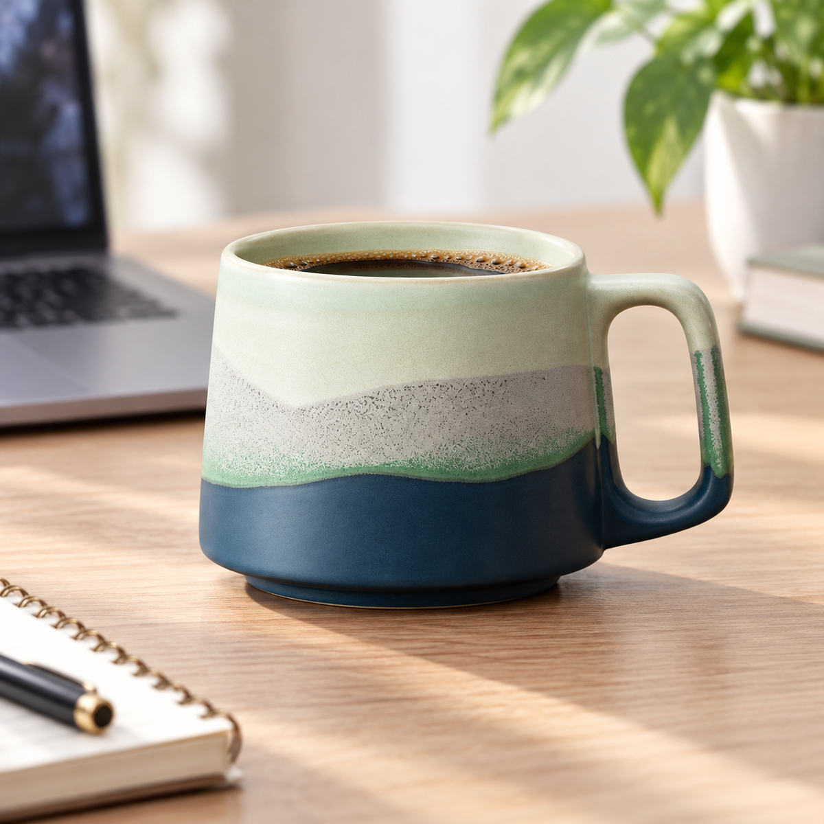 Blue & Sage Ceramic Coffee Mug – 350 ml