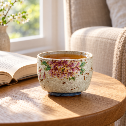 Botanical Ceramic Teacups – Single Cup or Set of 2