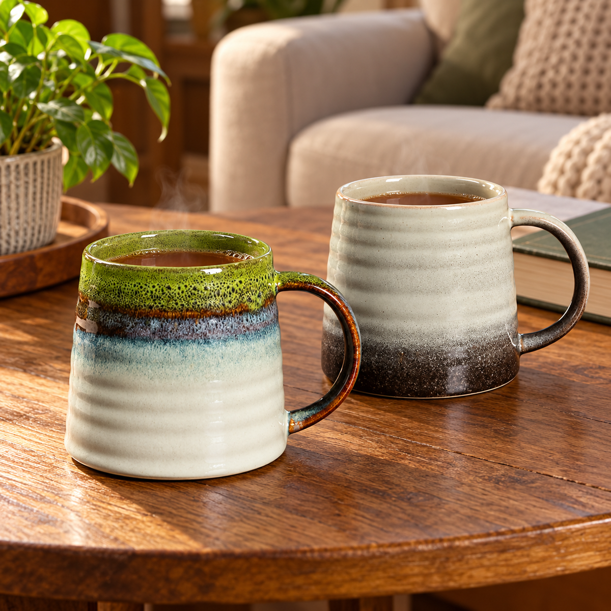 Reactive Glaze Ceramic Coffee Mug, 440 ml – Five Colors