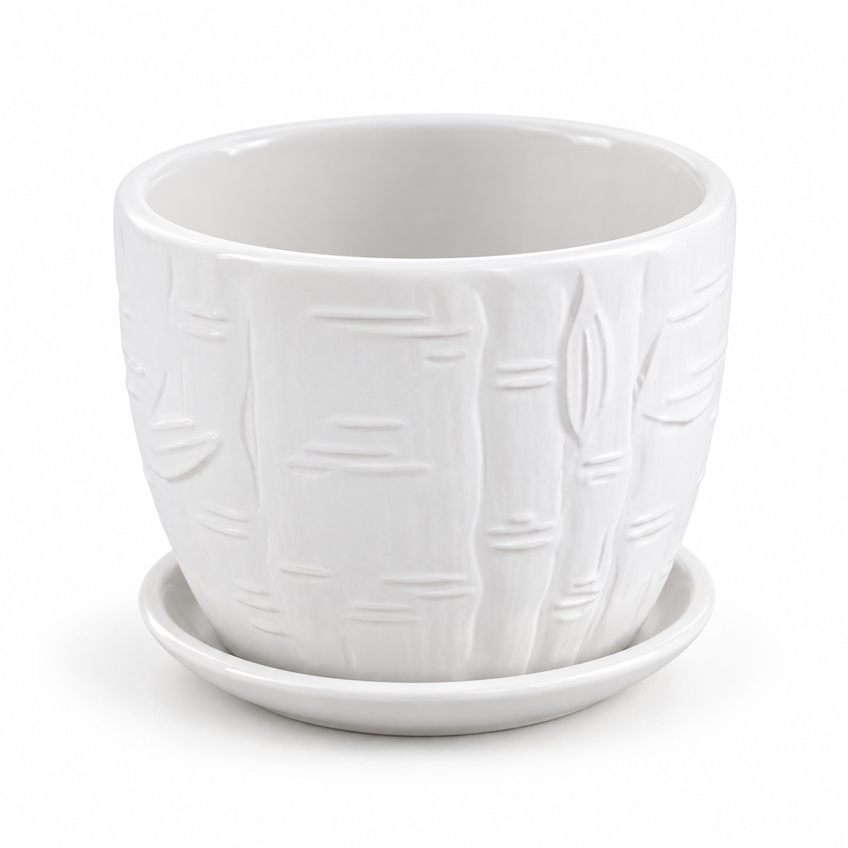 White Textured Ceramic Planter – Indoor Plant Pot