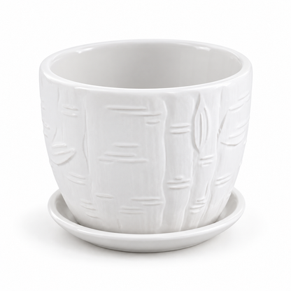 White Textured Ceramic Planter – Indoor Plant Pot
