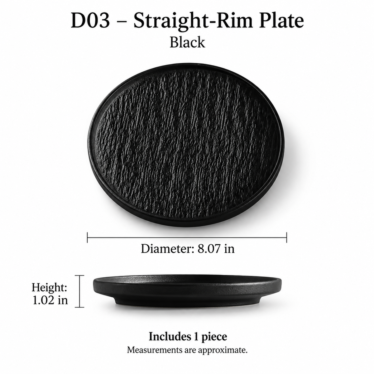 Rock Texture Ceramic Dinnerware Collection – Black & White