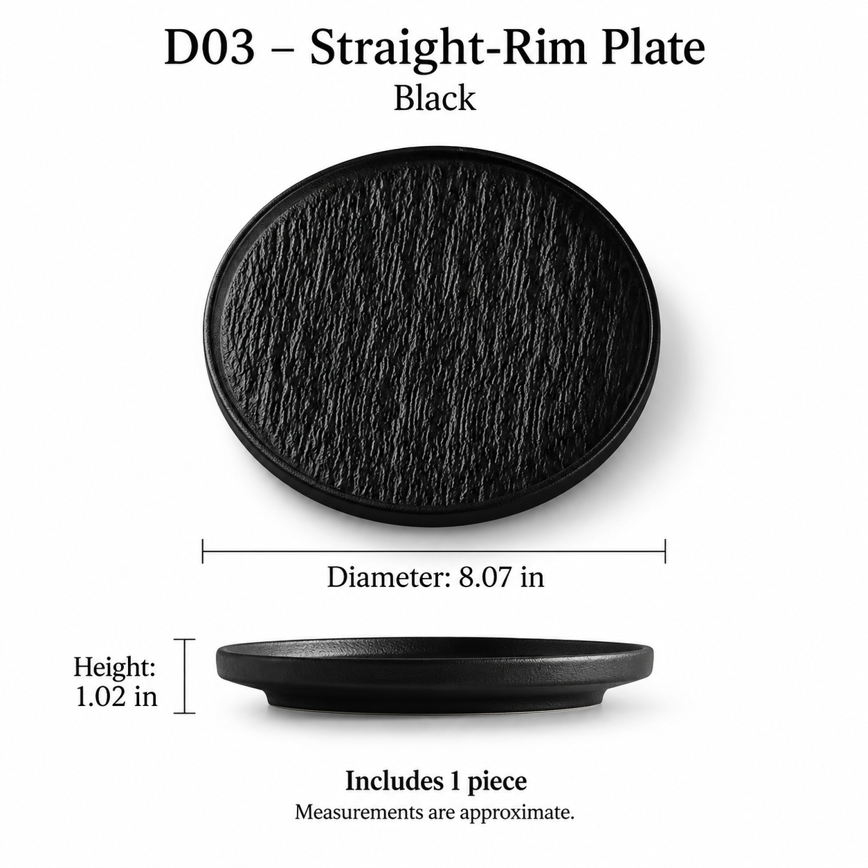 Rock Texture Ceramic Dinnerware Collection – Black & White