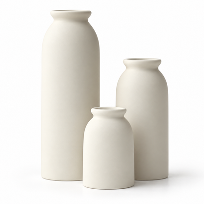 Ivory Ceramic Vase Set – Set of 3
