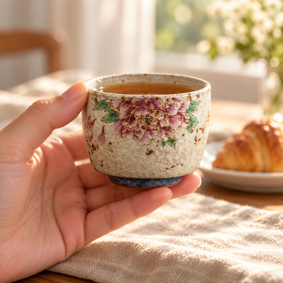 Botanical Ceramic Teacups – Single Cup or Set of 2