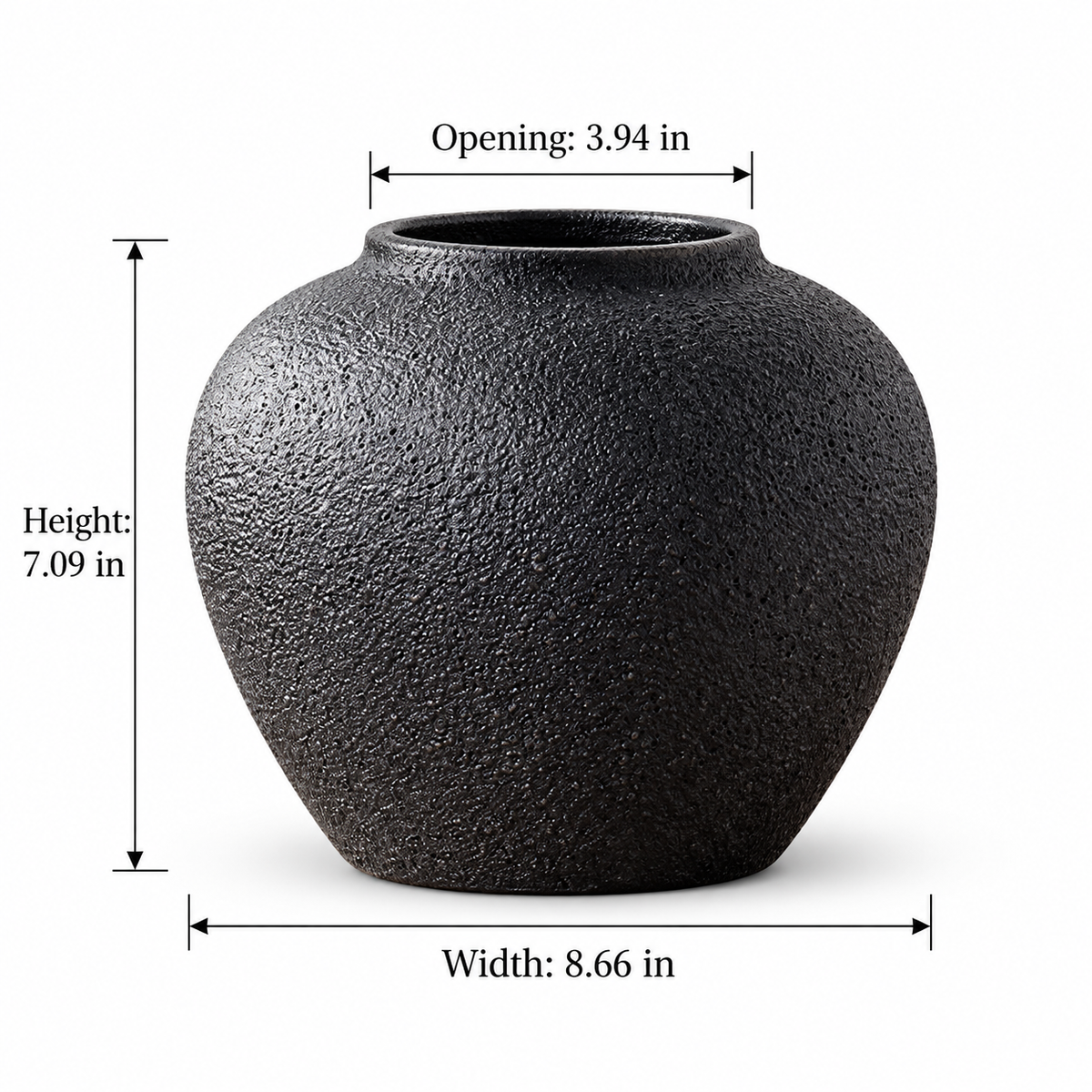 Black Textured Ceramic Vase – Three Sculptural Styles