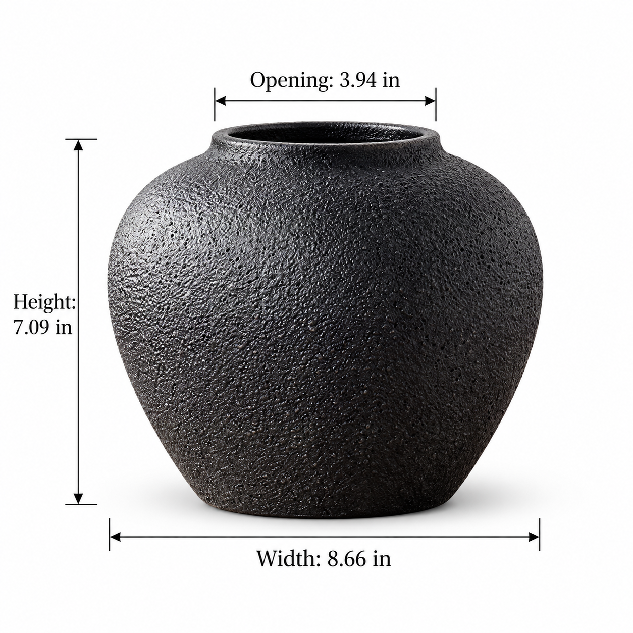 Black Textured Ceramic Vase – Three Sculptural Styles
