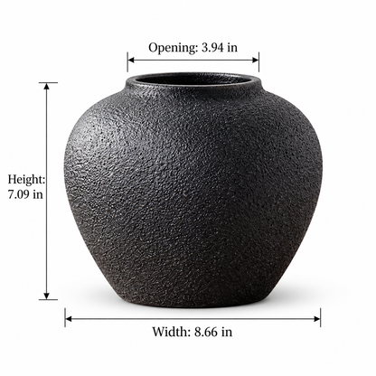 Black Textured Ceramic Vase – Three Sculptural Styles