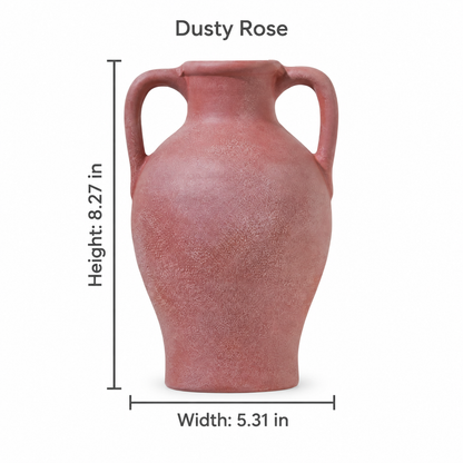 Warm Ivory Textured Ceramic Vase with Twin Handles