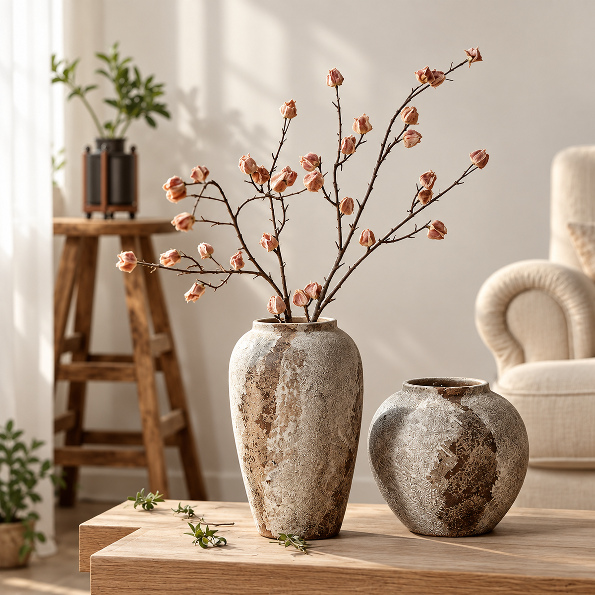 Rustic Textured Ceramic Vase – Individual Styles or Set of 3