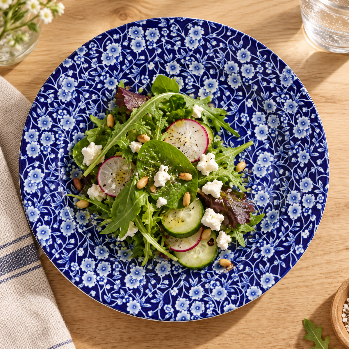 Midnight Bloom Blue & White Ceramic Plate