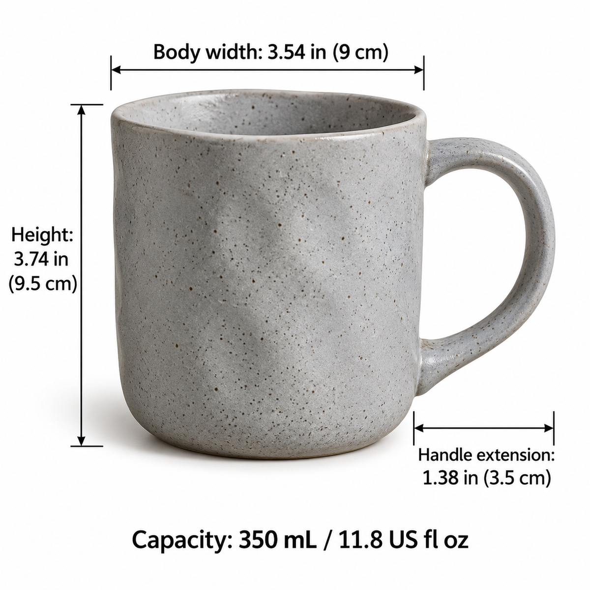 Grey Speckled Ceramic Mug – 350 mL