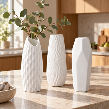White Ceramic Vase – 15 Sculptural & Textured Styles