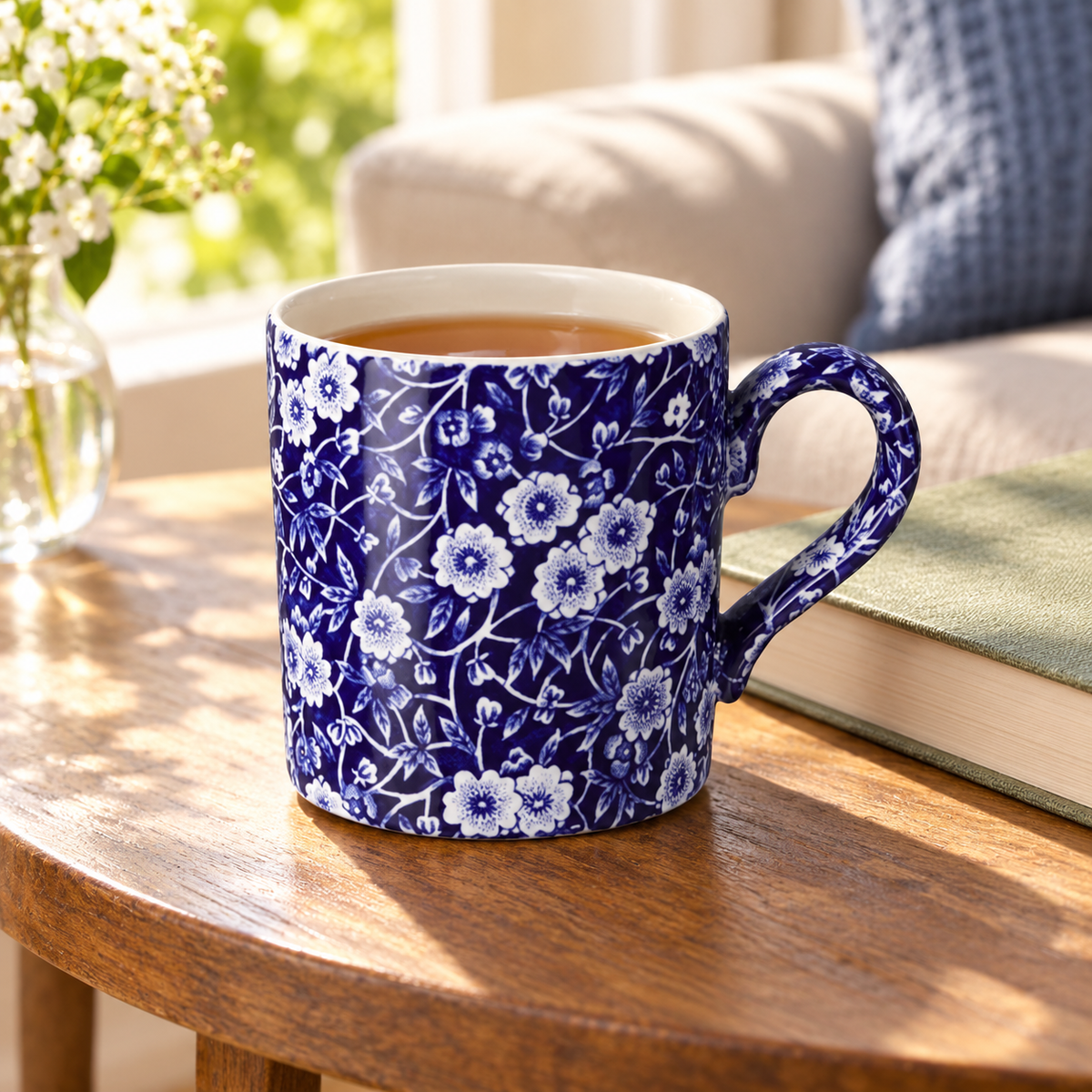 Midnight Bloom Blue & White Ceramic Mug