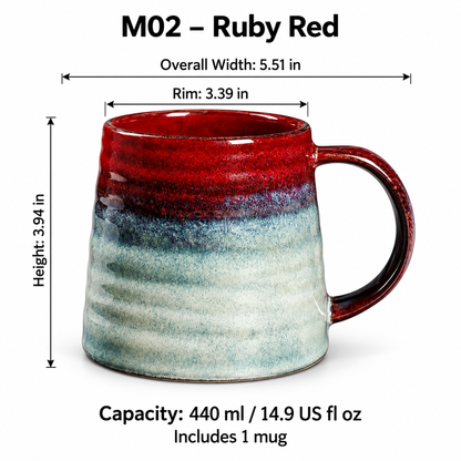 Reactive Glaze Ceramic Coffee Mug, 440 ml – Five Colors