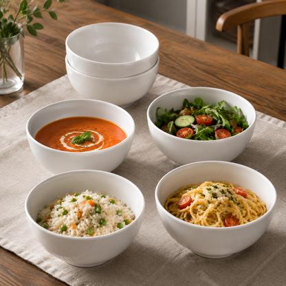 Classic White Ceramic Bowls – Set of 6