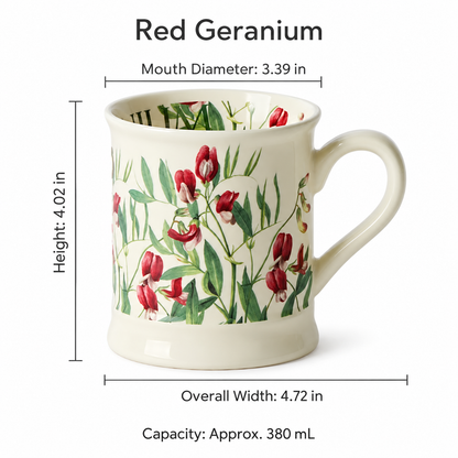 Vintage Botanical Ceramic Mug – Floral & Butterfly Designs, 380 mL