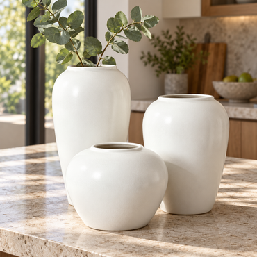 Ivory White Ceramic Vase – Three Sizes & Set of 3