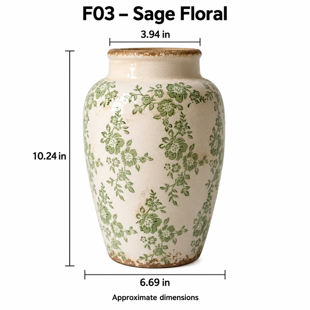 Vintage Style Floral Ceramic Vase – Four Botanical Designs