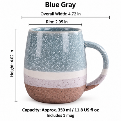 Speckled Ceramic Coffee Mug, 350 ml – Mustard Yellow & Blue Gray