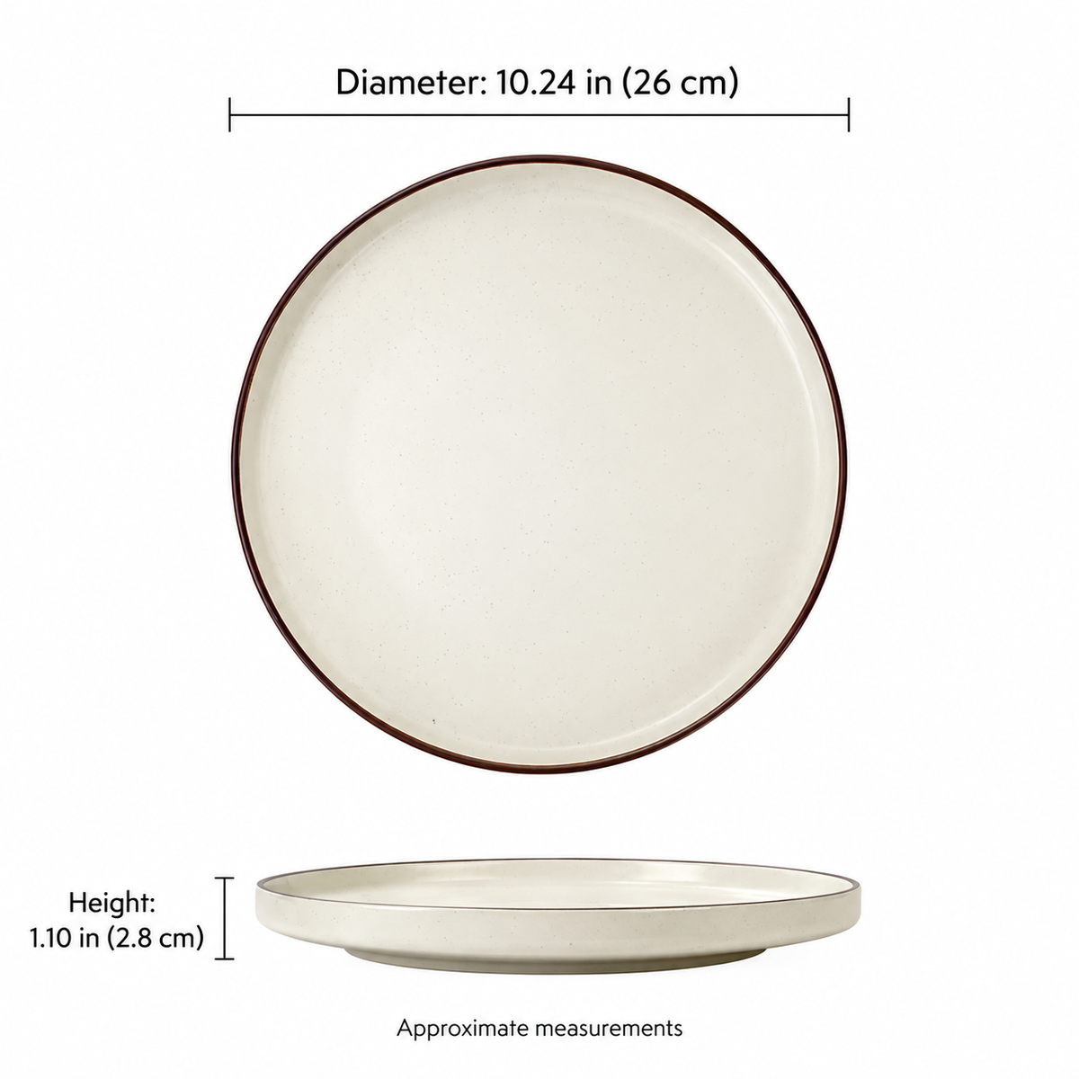 Cream Ceramic Dinnerware Set with Brown Rims – 12 Pieces