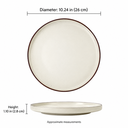 Cream Ceramic Dinnerware Set with Brown Rims – 12 Pieces