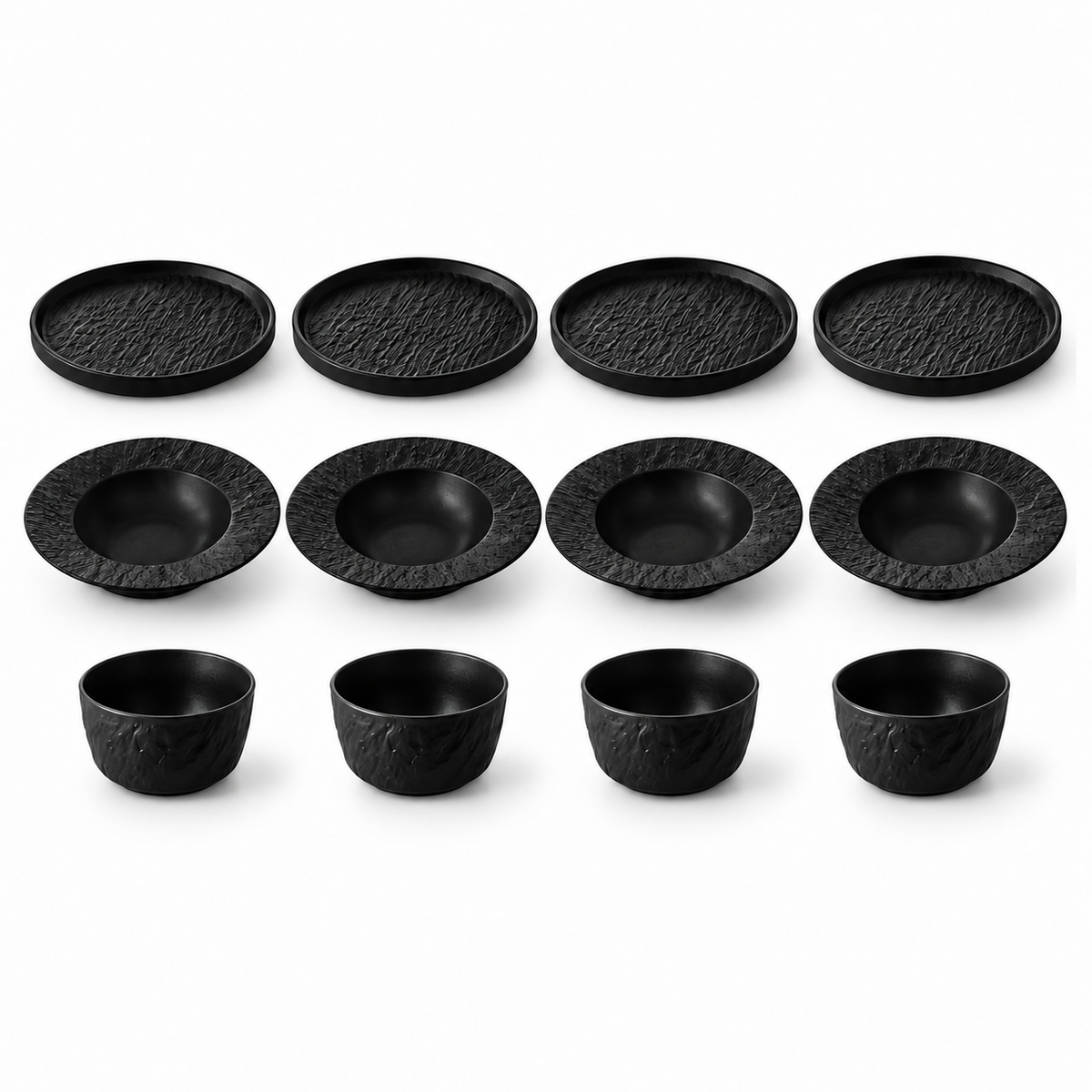 Rock Texture Ceramic Dinnerware Collection – Black & White